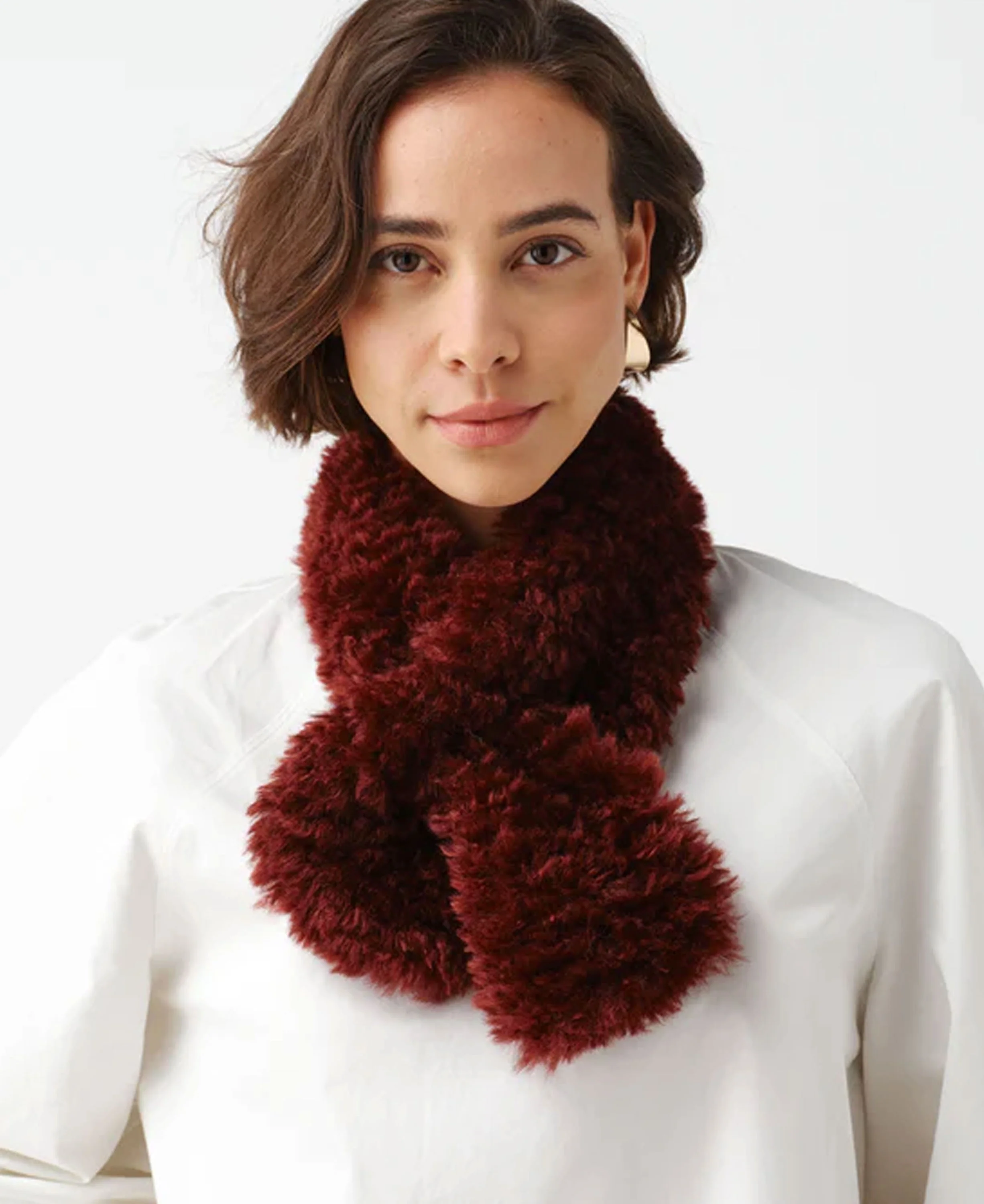 Tiptop Scarf - Burgundy Faux Sheepskin - Image 2