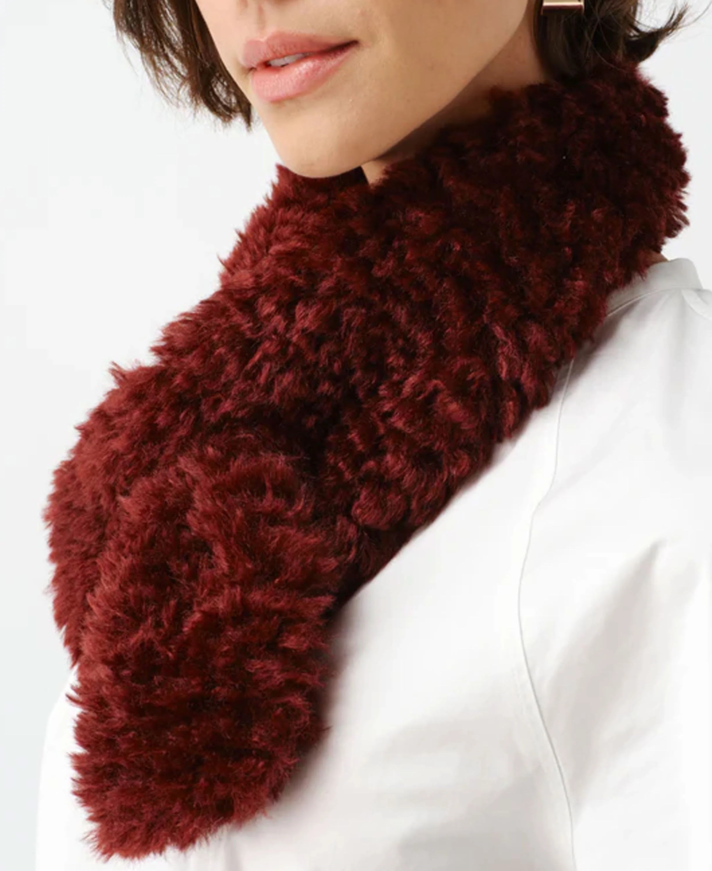 Tiptop Scarf - Burgundy Faux Sheepskin - Image 3