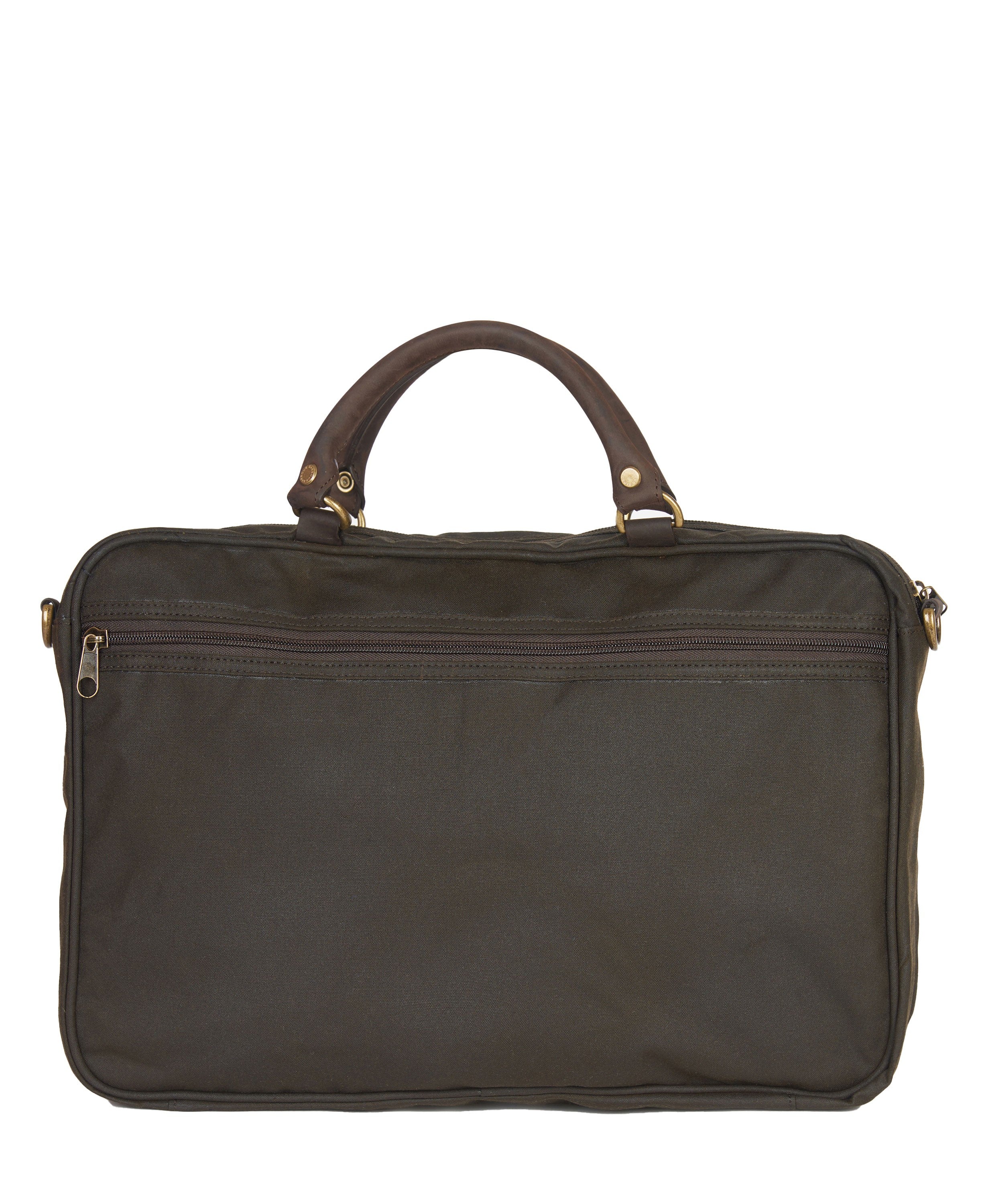 Wax Leather Briefcase - Olive - Image 2