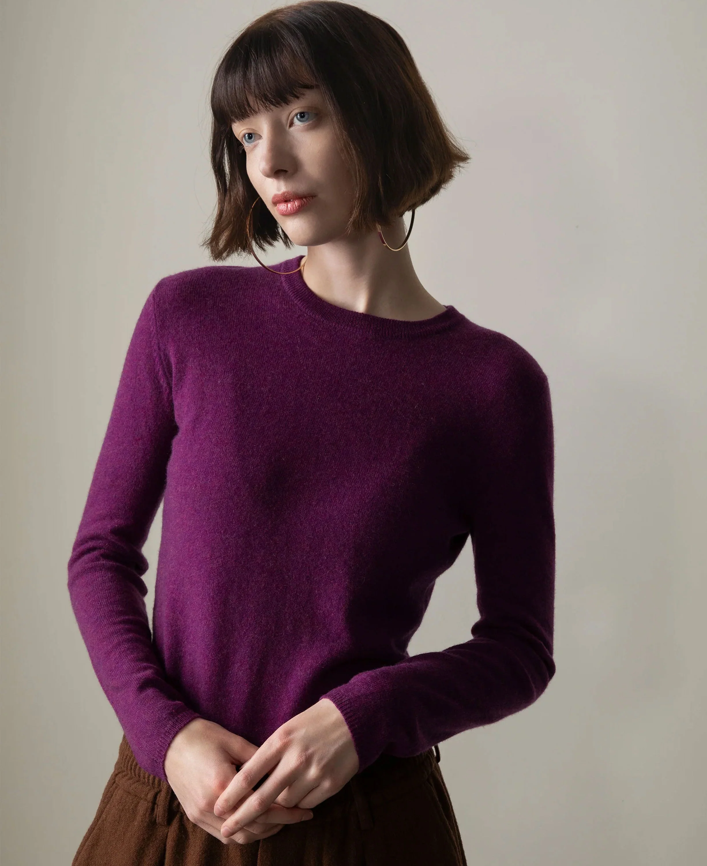 Cashmere Crew Neck Jumper - Sloeberry - Image 2